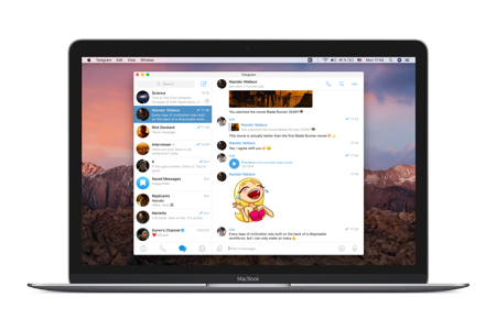 MacBook पर टेलीग्राम macOS ऐप का स्क्रीनशॉट